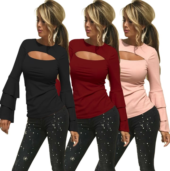 Image of The new round neckline is a sleeved blouses