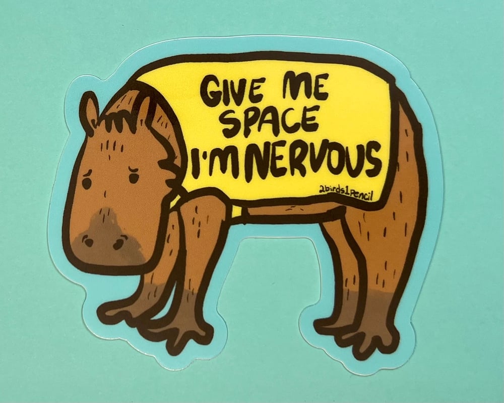 Image of Nervous capybara vinyl sticker