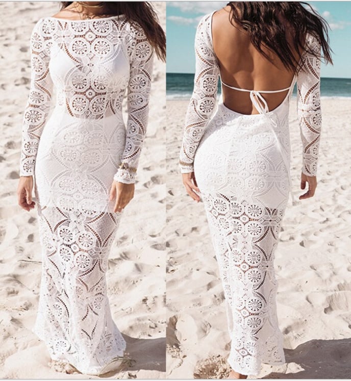 Image of Hot - selling lace - back long sleeve gown