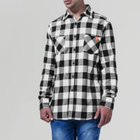 Image 1 of Cromford Flannel Checked Shirt in Black and White