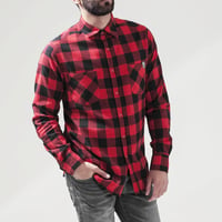 Image 1 of Setup® Cromford Flannel Checked Shirt in Red and Black