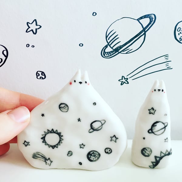 Image of Space Porcelain Cat Figure