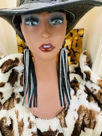 Image 1 of Black Rhinestone  Tassel Earrings 