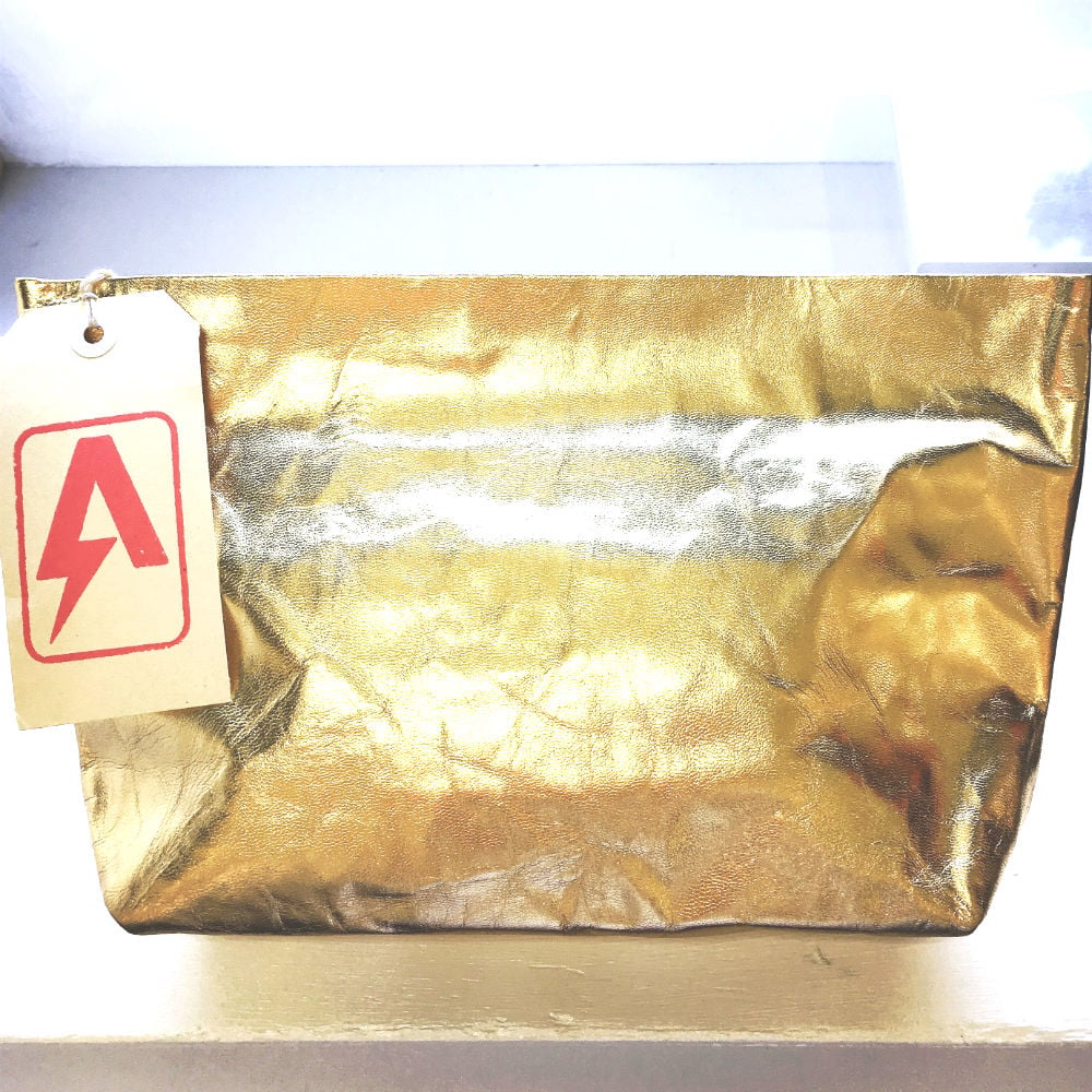 Image of DELUXE CLUTCH - GOLD METALLIC LEATHER - 'CALL ME'