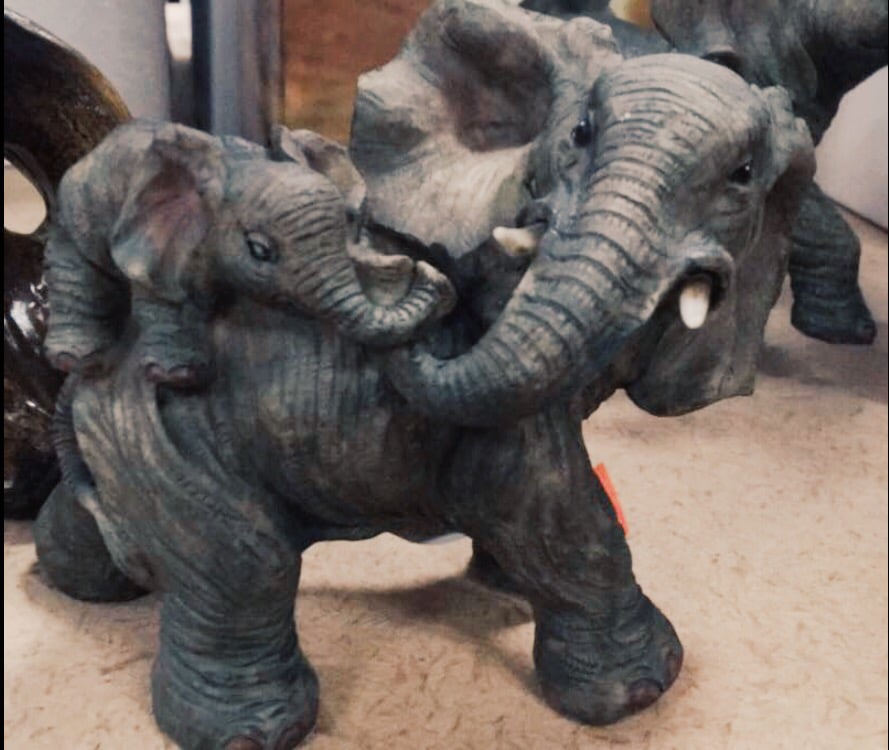 Image of Baby Elephant and Mother Statue