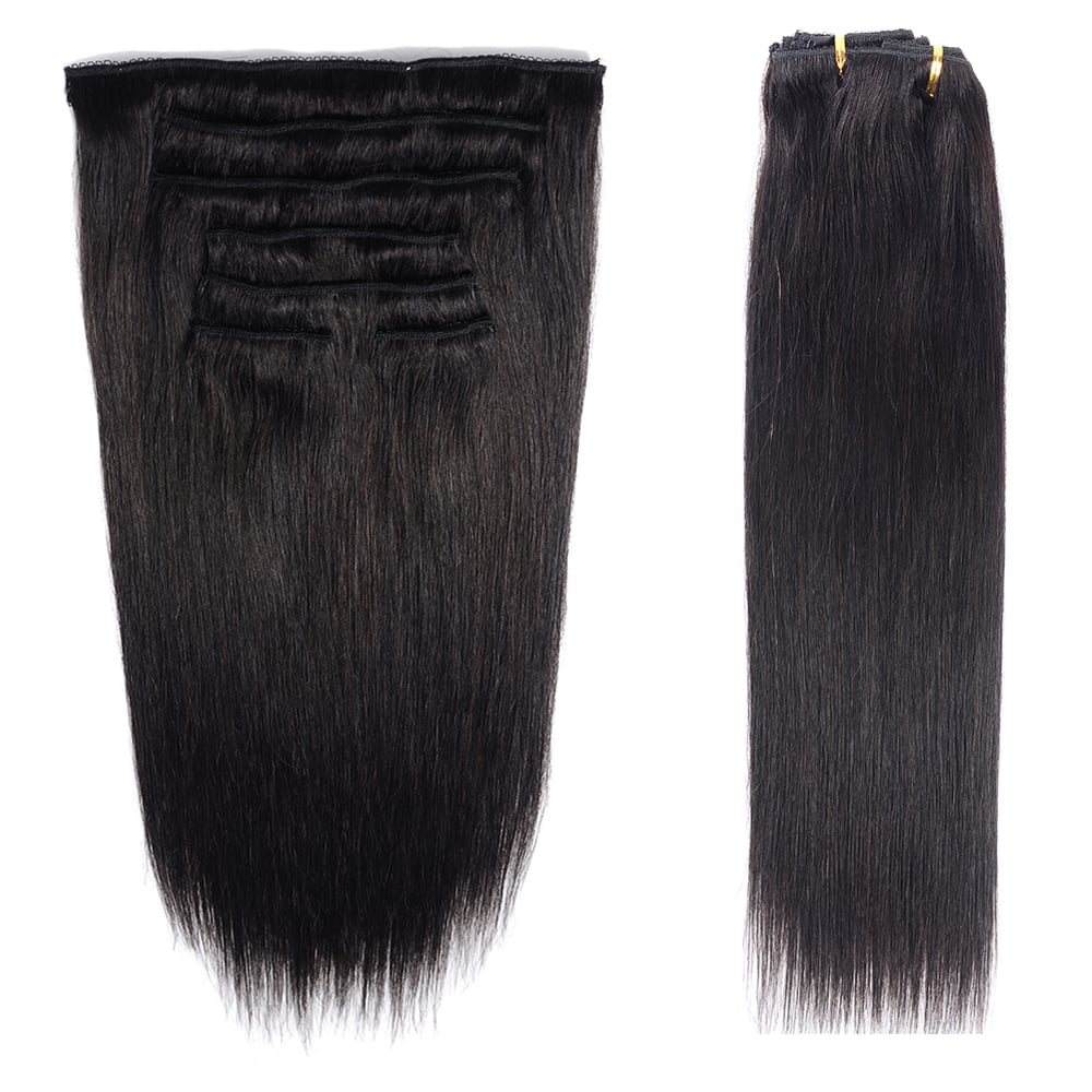 Image of Straight Clip-in Brazilian 100% Virgin Hair Extensions