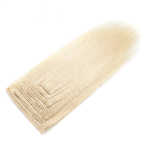 Image of Straight Clip-In Blonde 100% Virgin Brazilian Hair Extensions