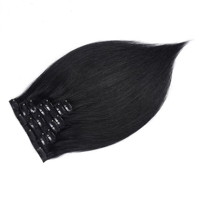 Image of Extra Thick Black 100% Brazilian Hair Clip-In Extensions