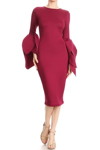 Image of Tulip Sleeve Fitted Dress