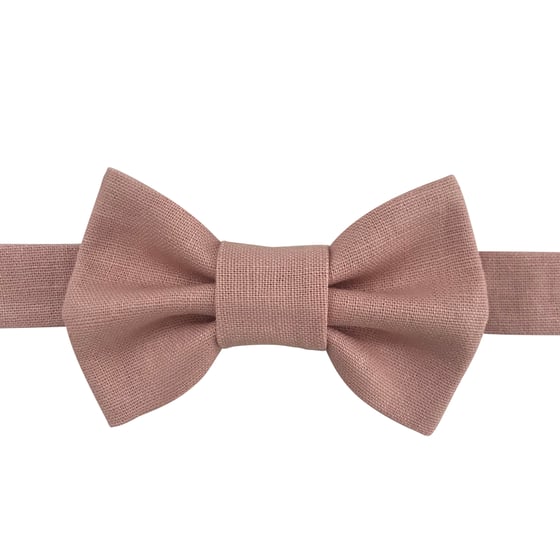 Image of blush linen bow tie