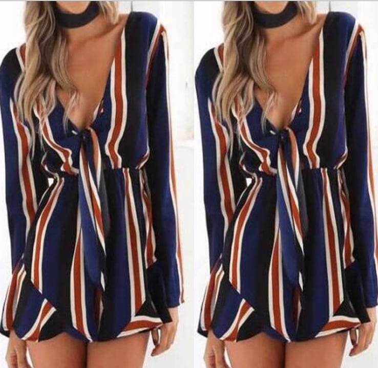 Image of Fashion print stripe jumpsuits