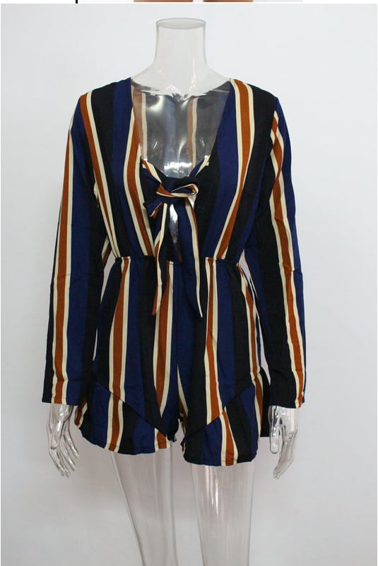 Image of Fashion print stripe jumpsuits