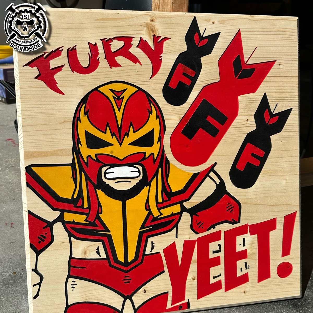 Image of Rey Fury Hand Painted Wood Canvas !