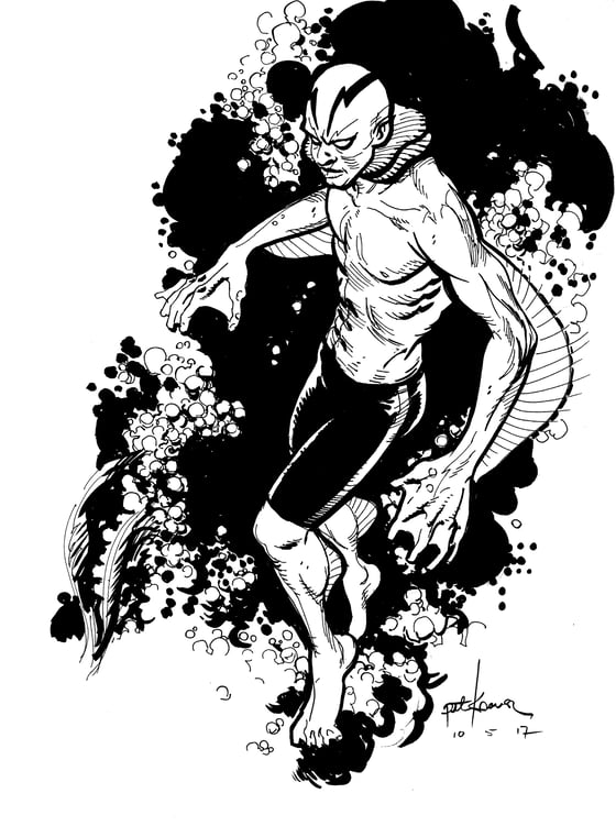 Image of Inktober 2017--Hellboy's Abe Sapien