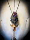 Purple Titanium Quartz Muskrat Skull - Necklace 