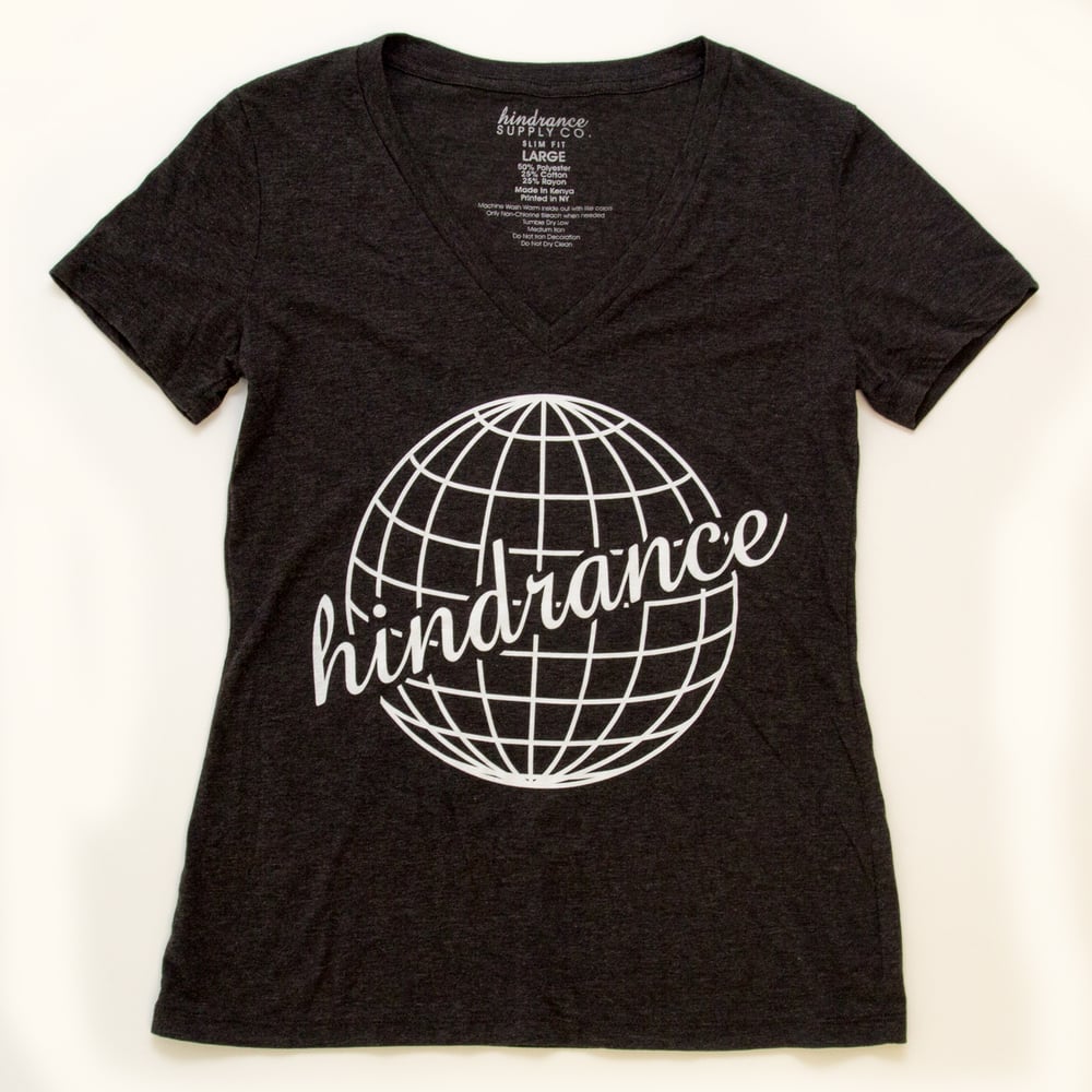 Image of Girls Globe Tri-blend V-Neck - Charcoal
