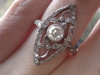Image 4 of EDWARDIAN 18CT OLD CUTT DIAMOND NAVETTE CLUSTER RING