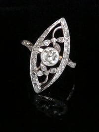 Image 1 of EDWARDIAN 18CT OLD CUTT DIAMOND NAVETTE CLUSTER RING