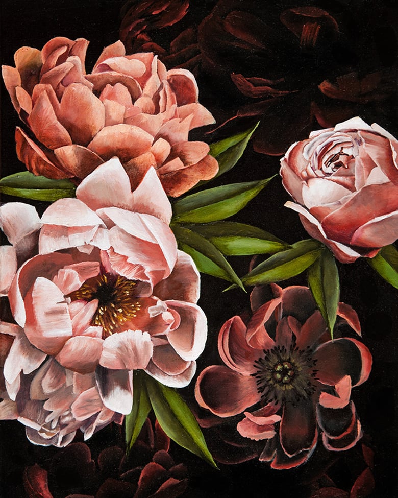 Image of "Peonies en Noir" (print)