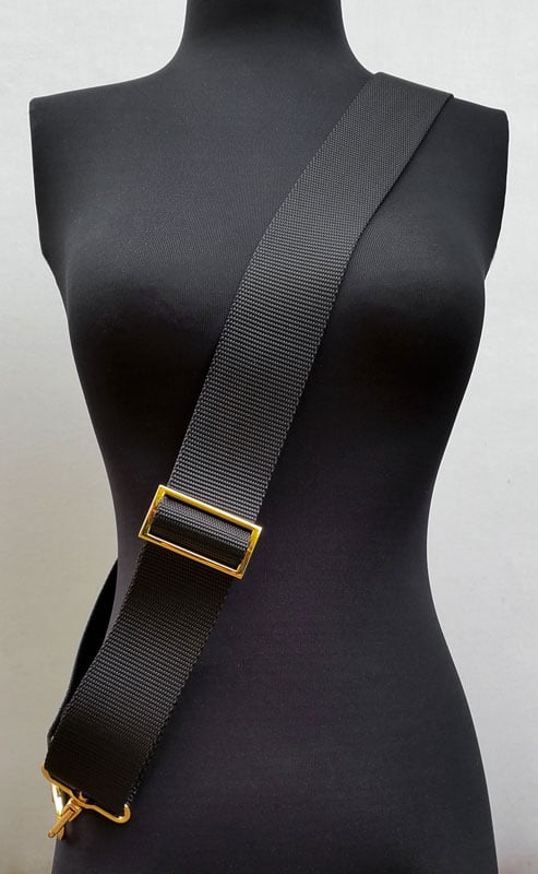 Image of Guitar Strap for Bags of All Sizes - 2" Wide - Black Nylon - Adjustable - Choose Length & #17B Hooks