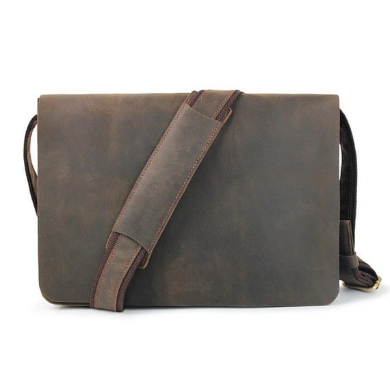 mens vintage leather messenger bag