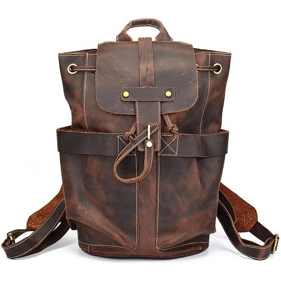 Senger Leather Bag — Military Leather Duffle Bag, Pack and Go, Leather ...