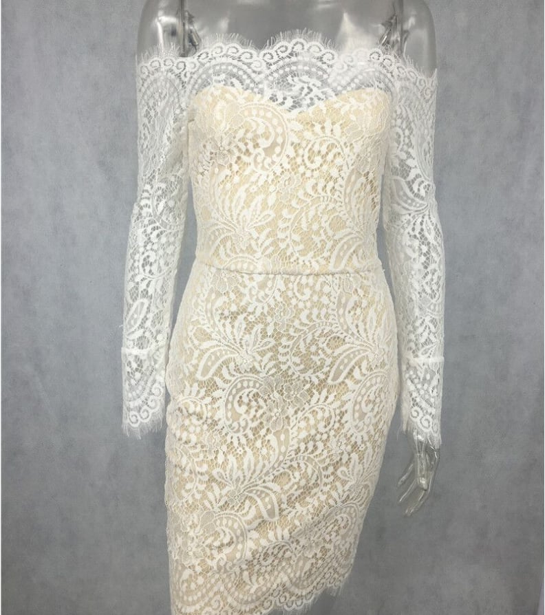 Image of Hot sell a lace clip with a long sleeve dress