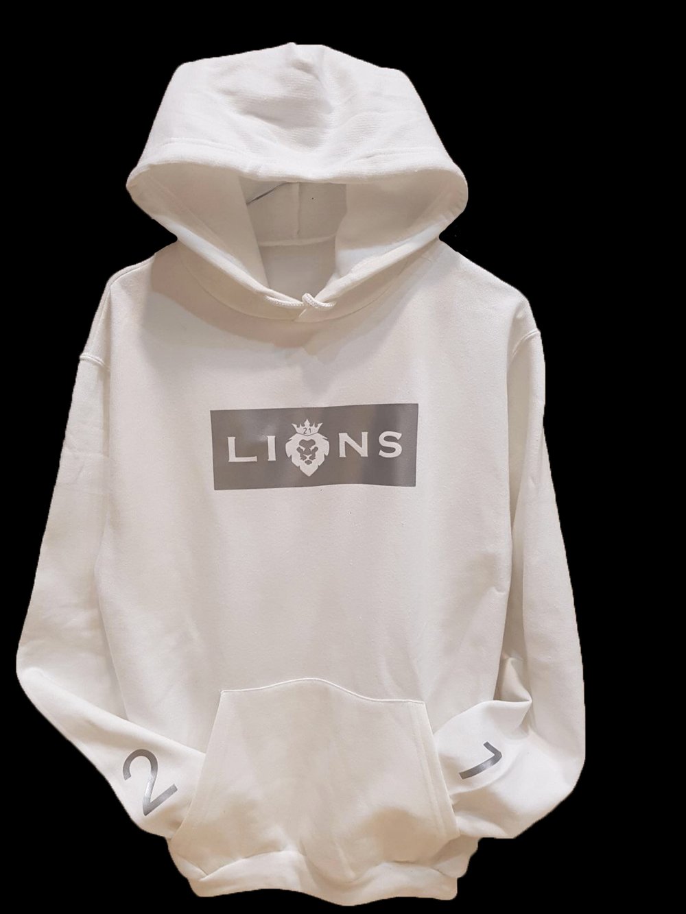 Image of LIONS 21 BASIC HOODIE WHITE ( SILVER BOX LOGO )