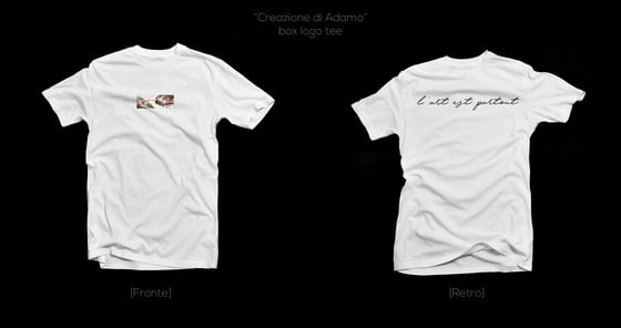 Image of "CREAZIONE DI ADAMO" BOX LOGO WHITE TEE