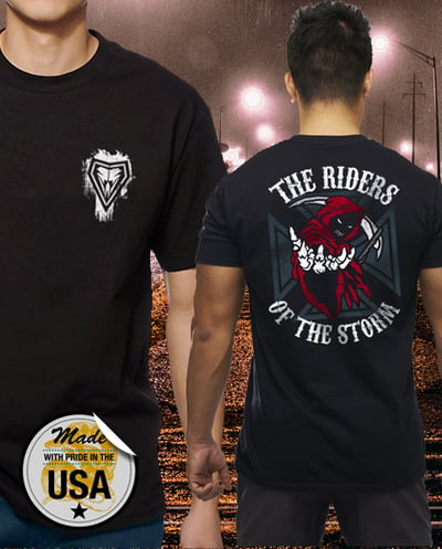 Image of BORN WYLD™ - "RIDERS OF THE STORM" CREWNECK SS BLACK