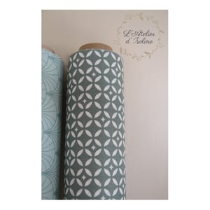 Image of Nappe enduite Française et Oeko-tex "mosaique vert"