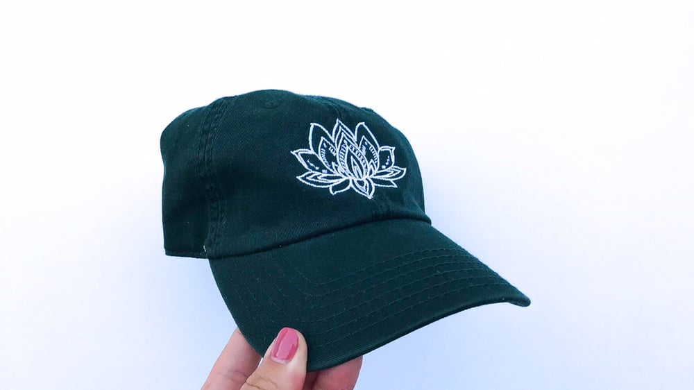 Image of Lotus Dad Hat; Forest Green