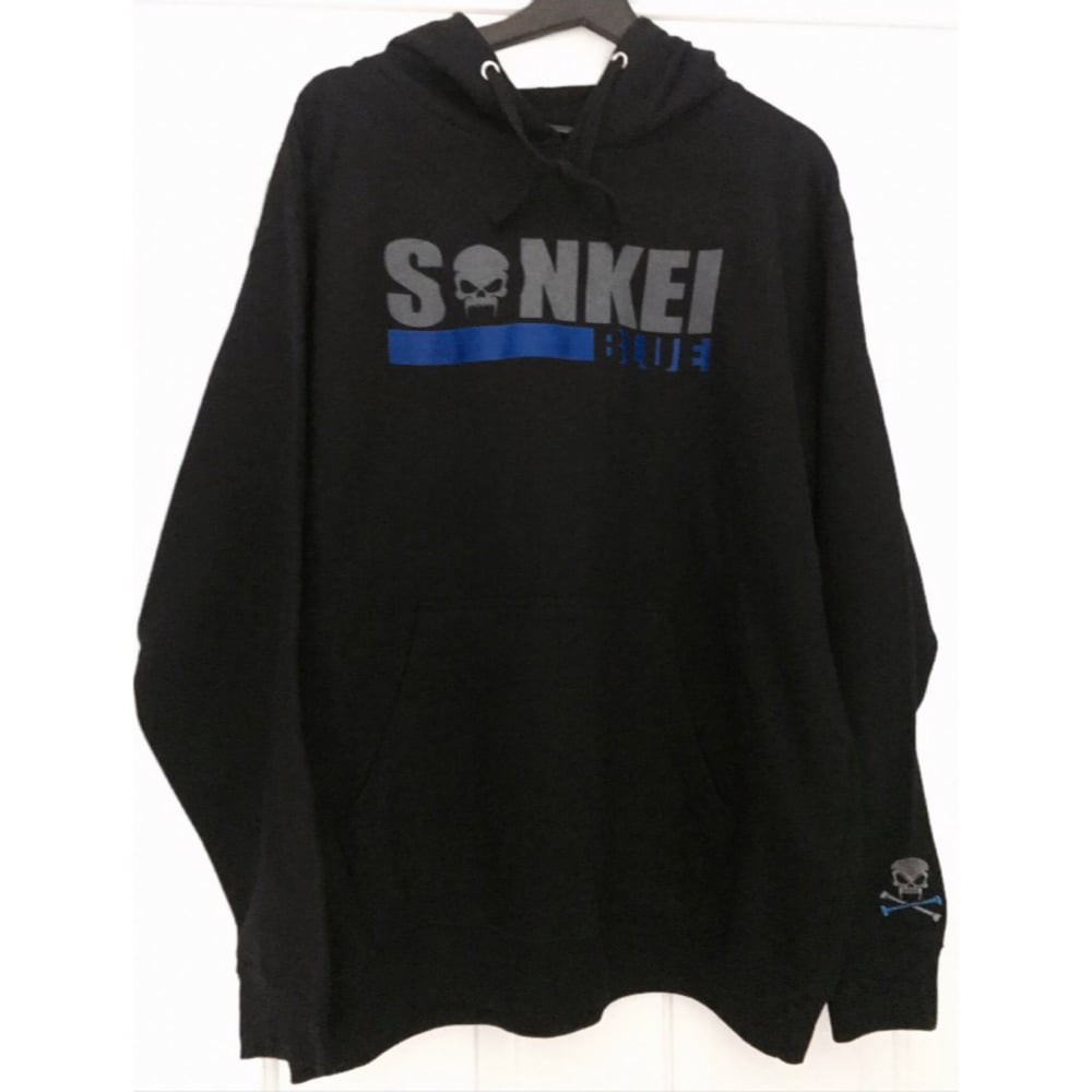 Image of Sonkei Blue Stacked Hoodie Sweatshirt
