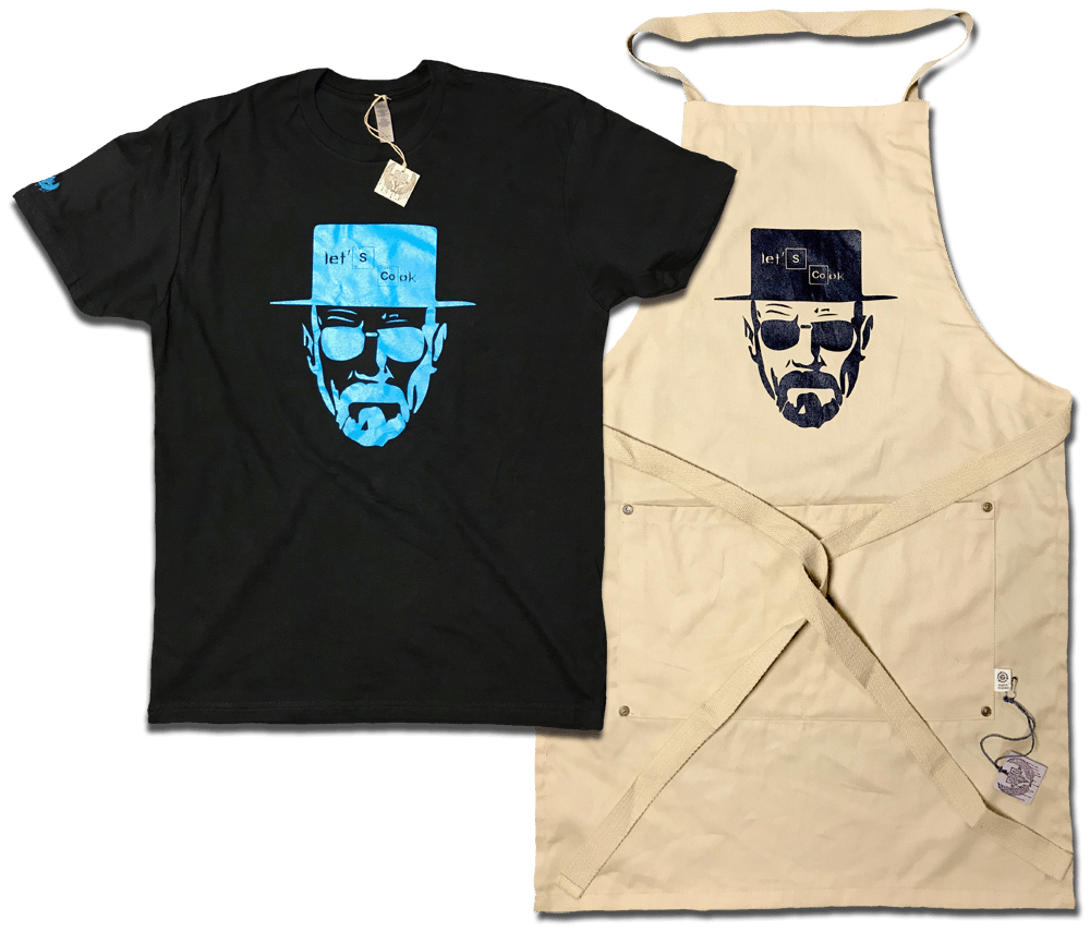 Image of Cooking with Heisenberg tee & apron