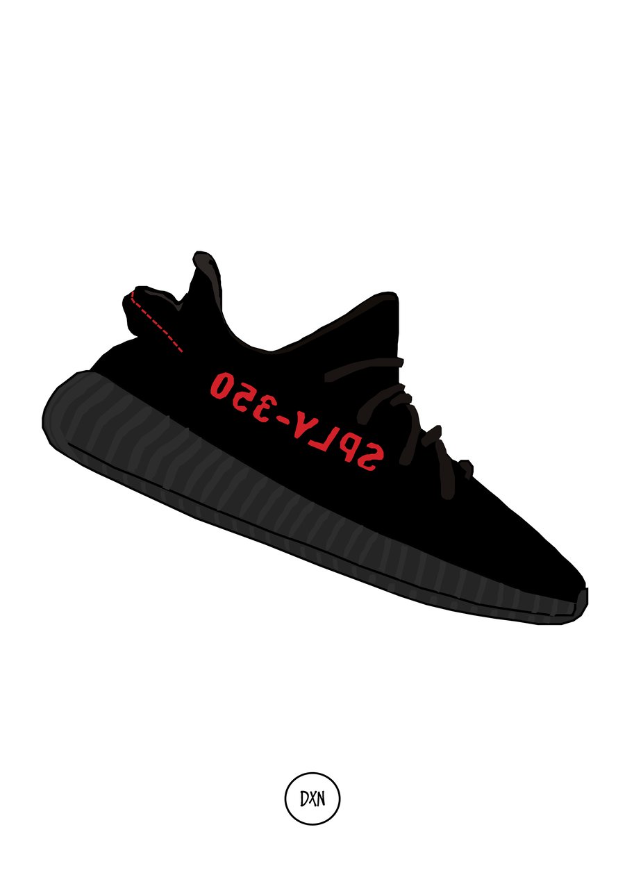 Image of Yeezy 350 V2 'Bred' Illustration