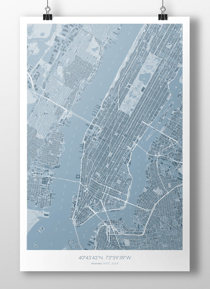 Image of Manhattan Map Poster Teal