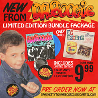 Dr. Boogie "She's So Tuff" Blue vinyl, pin, poster bundle