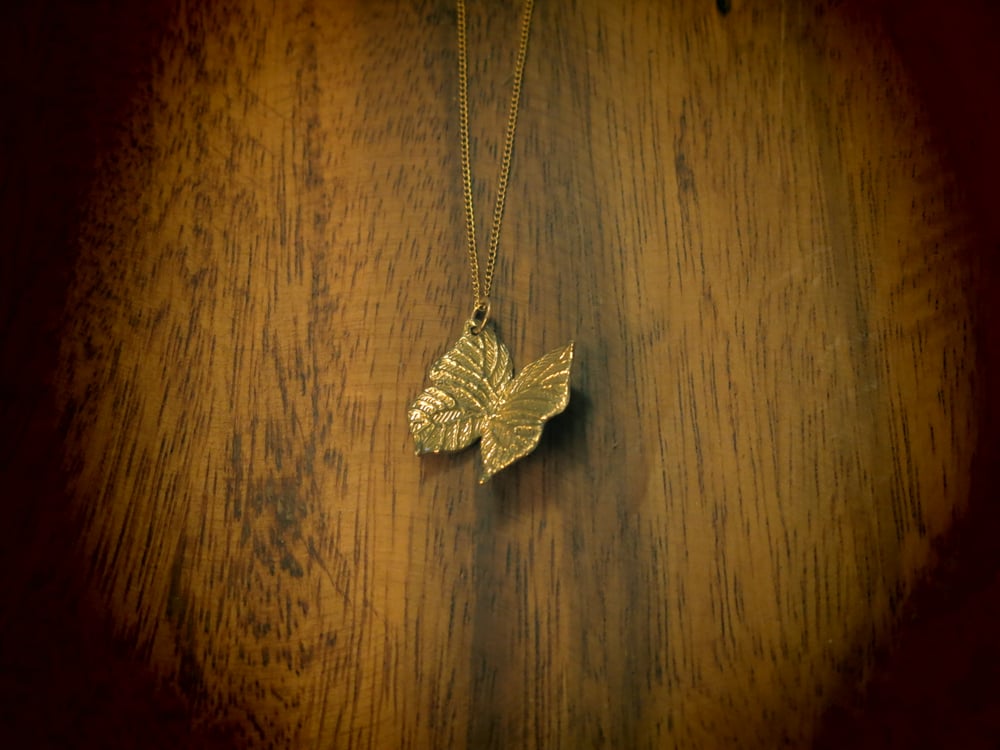 Image of Butterfly Necklace Brass 16"