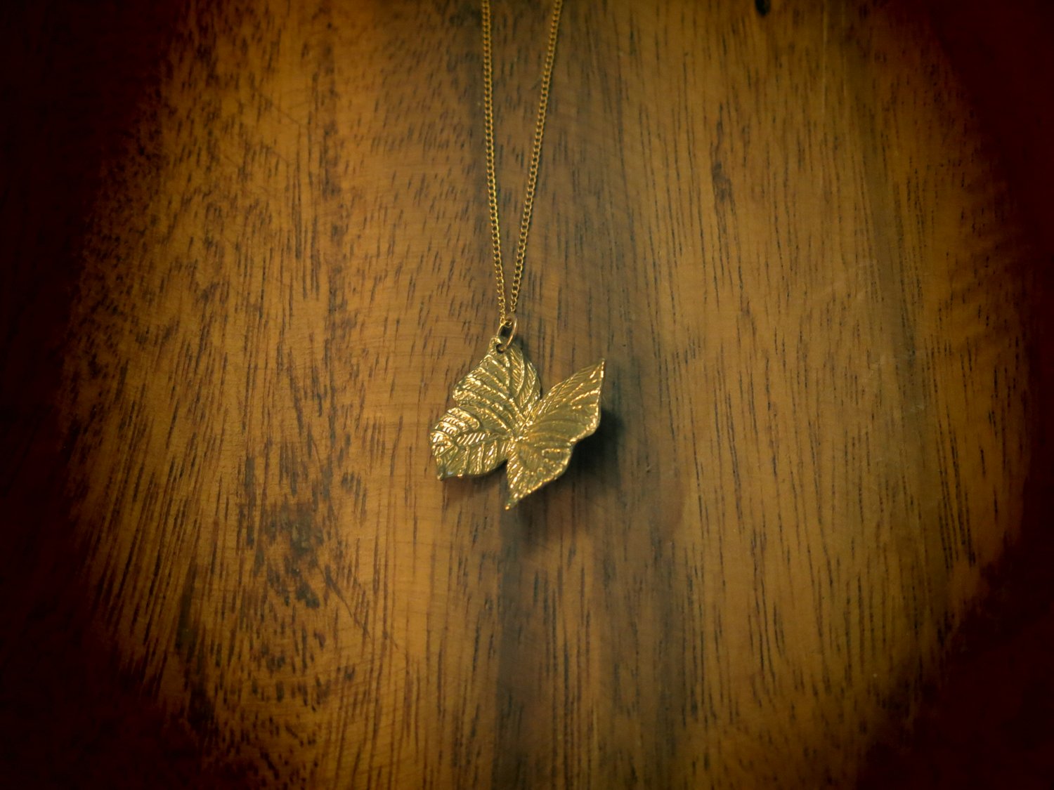 Image of Butterfly Necklace Brass 16"