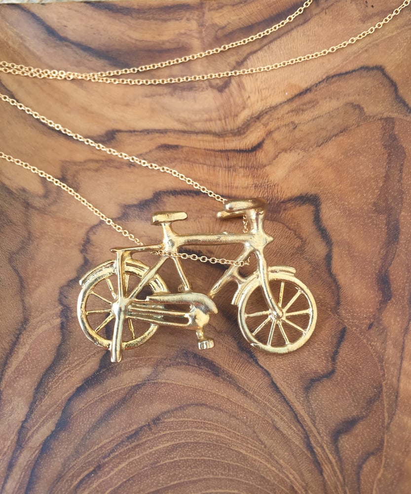 Image of Bicycle Necklace Brass