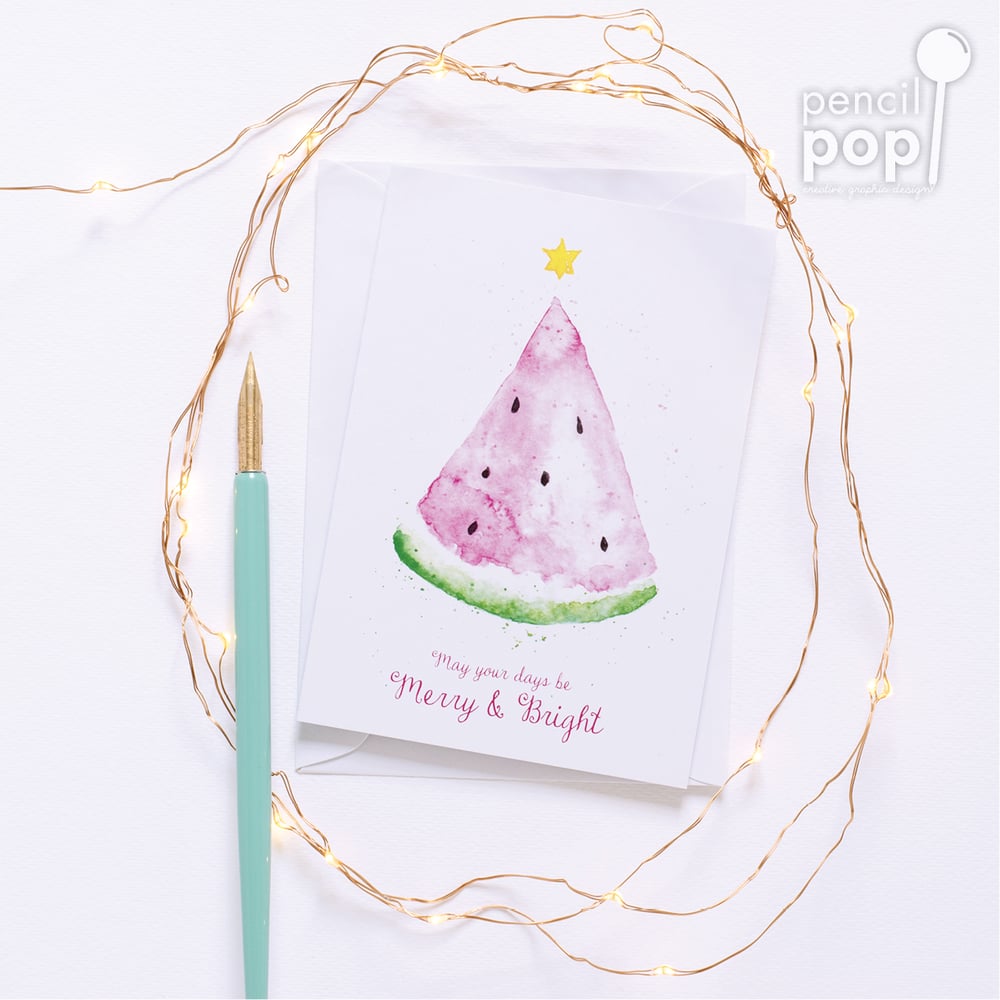 Image of Watermelon Christmas Tree - Christmas Greeting Card