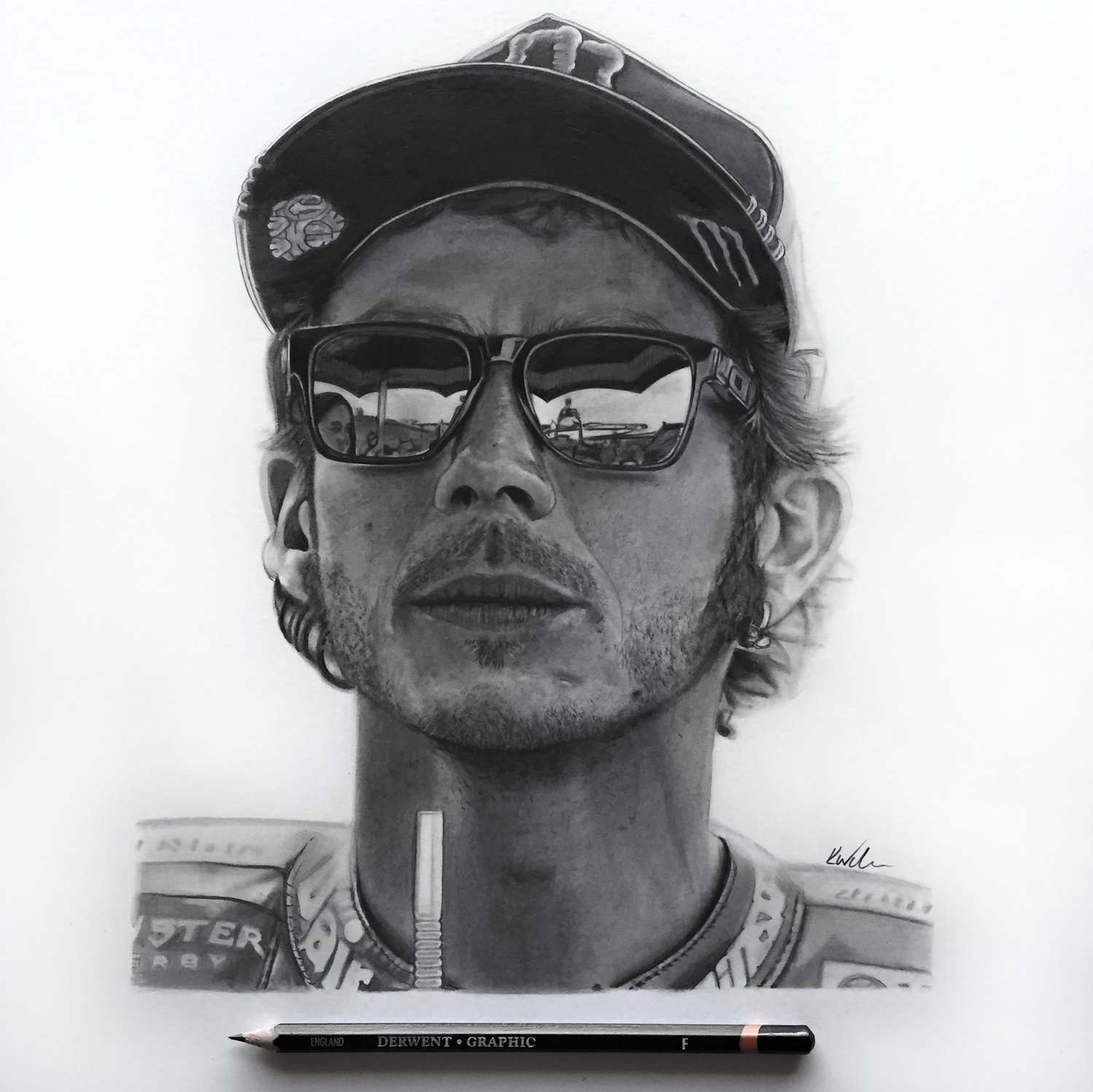 Image of Valentino Rossi - Original Pencil Drawing