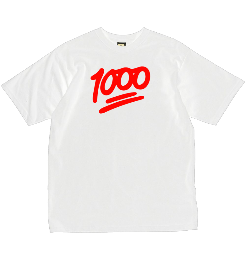 Image of 1000 Official T-shirt. White/Red