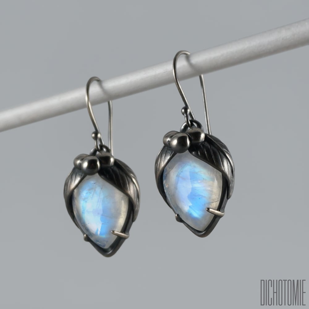 Image of La Belladonna Earrings Rainbow Moonstone