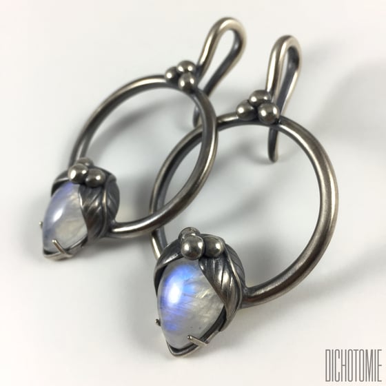 Image of La Belladonna Ear Weights Rainbow Moonstone