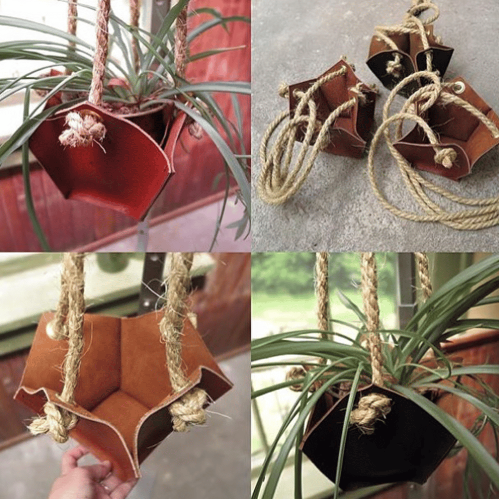Image of leather plant hanger
