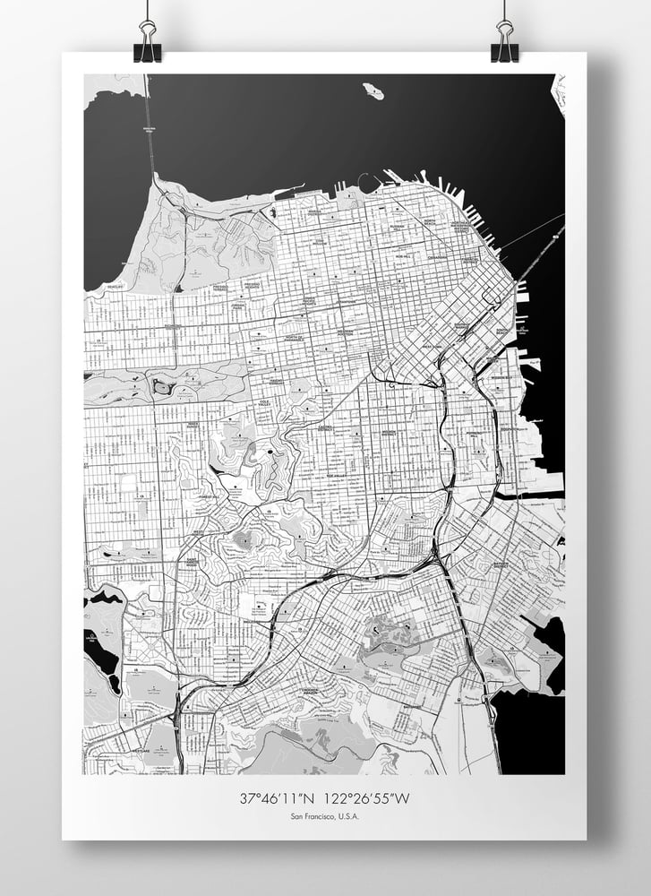 Image of San Francisco Map Poster - B&W