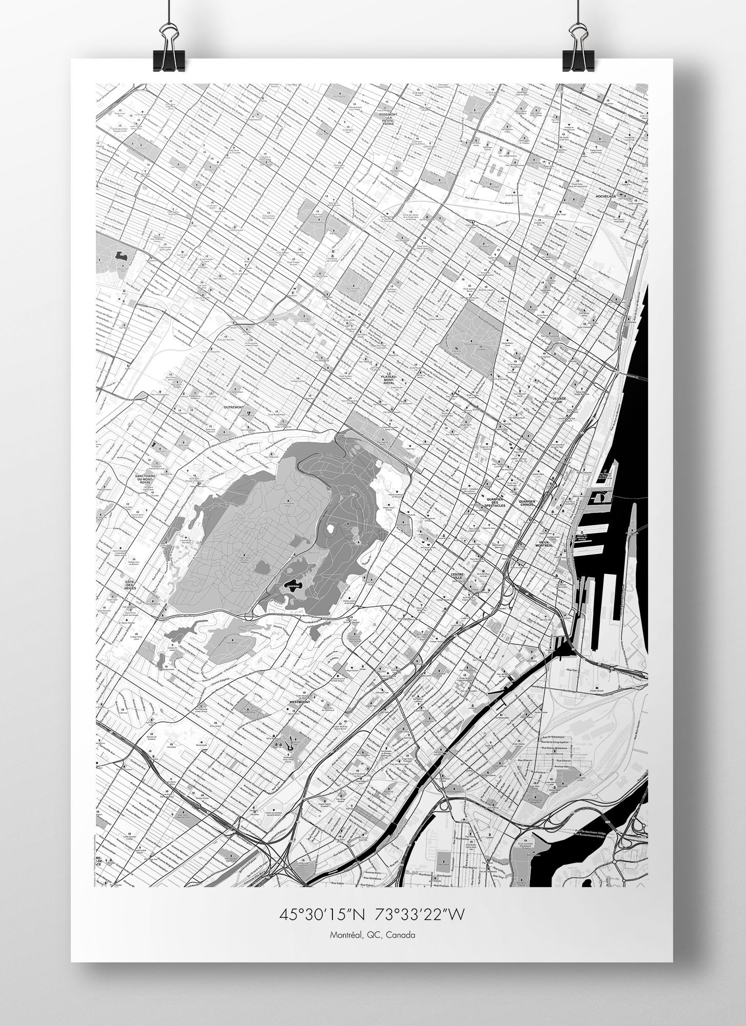 Image of Montreal Map Poster - B&W