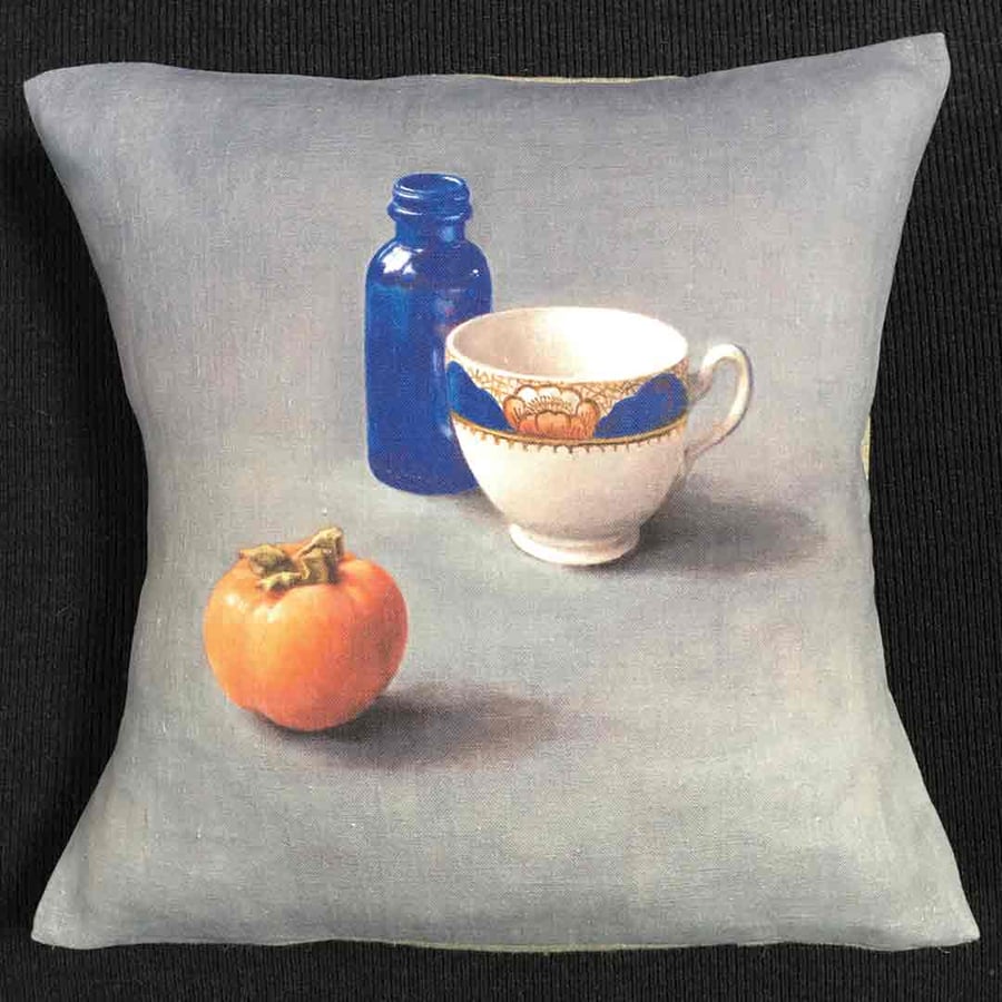 Image of Linen Blue Bottle Cushion