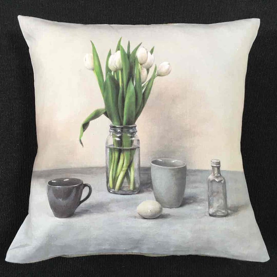 Image of Linen Tulips Cushion